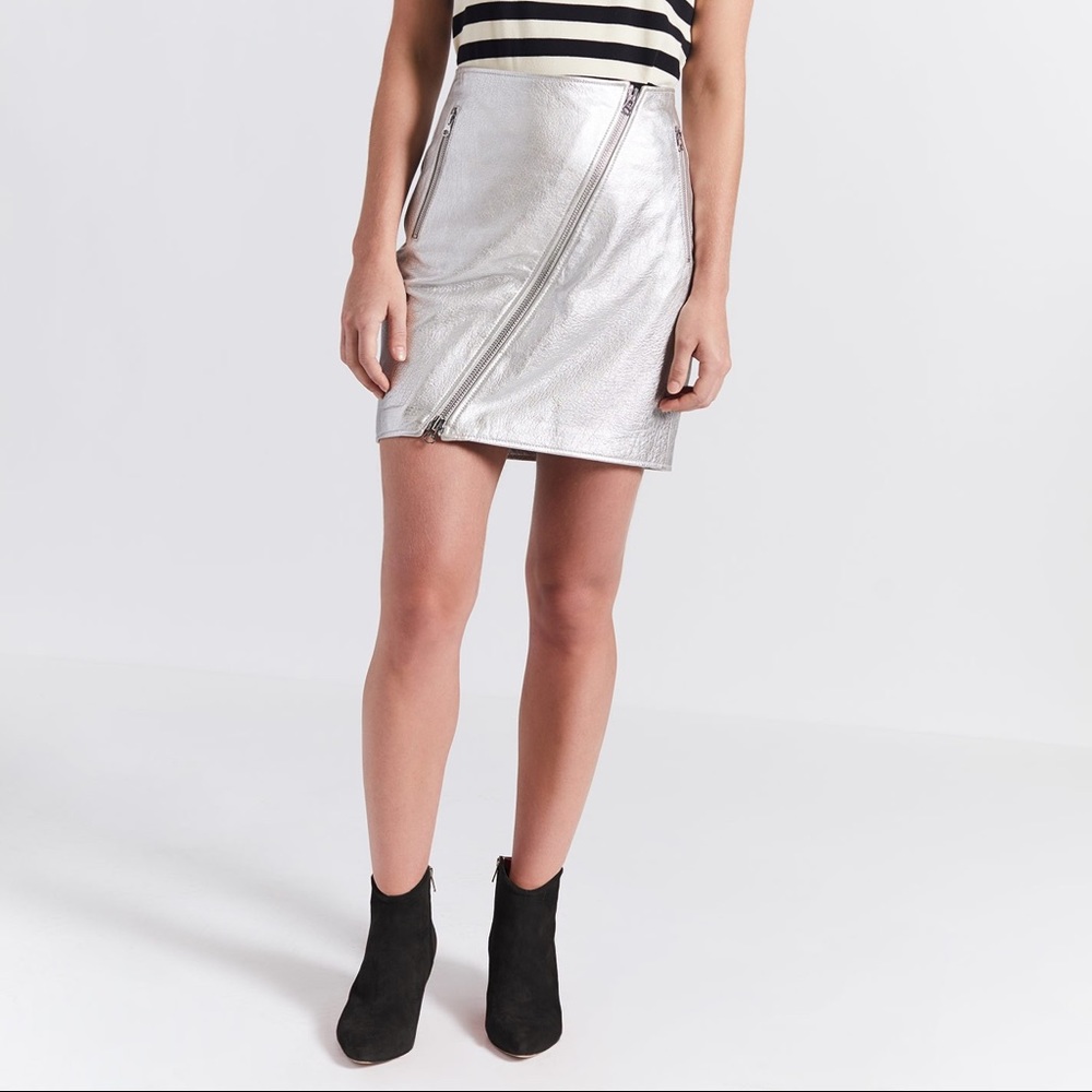 Current/Elliott The Belen Leather Metallic Skirt